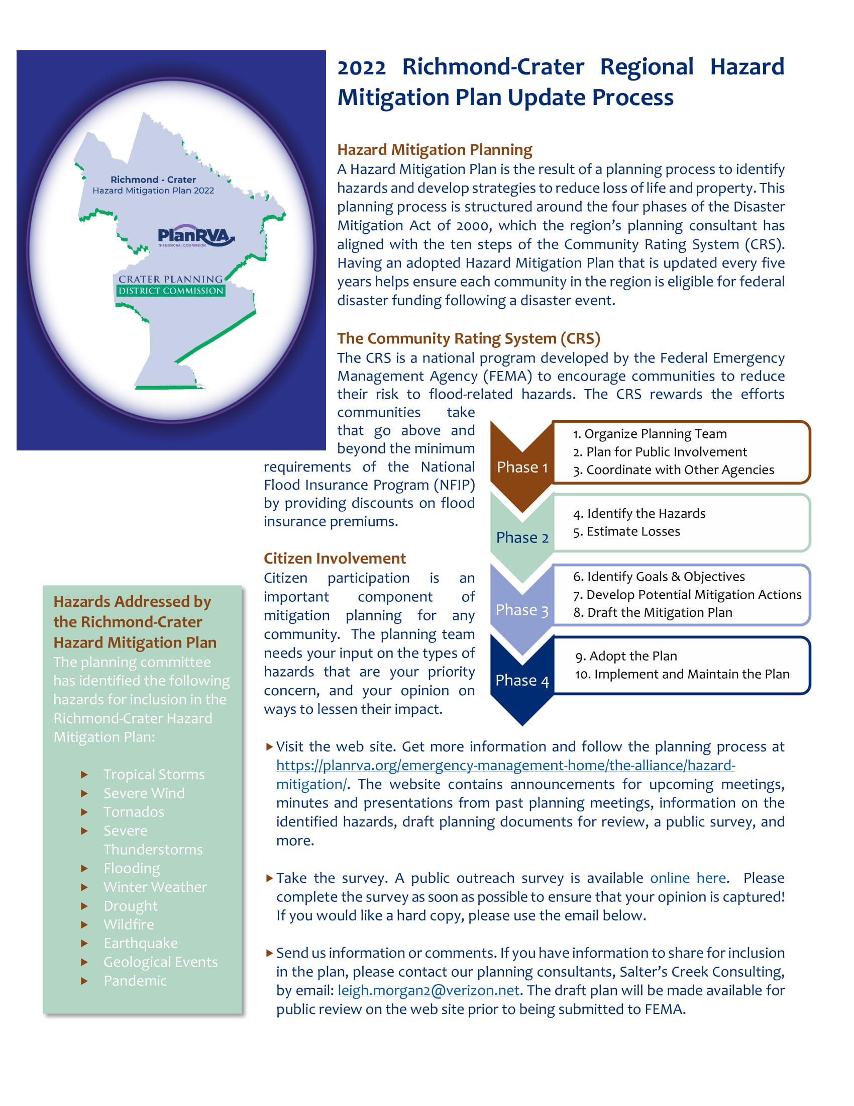 2022 RichmondCrater Regional Hazard Mitigation Plan Update Process